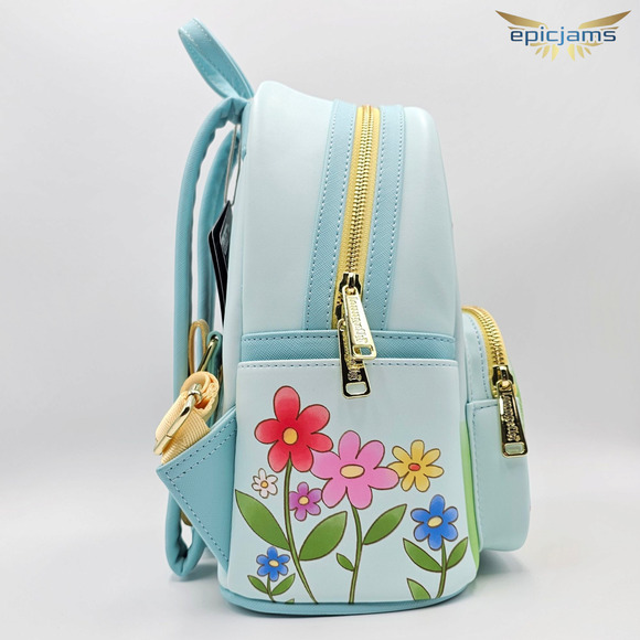 Loungefly Disney Winnie the Pooh Floral Pooh Bear & Friends Blue Mini Backpack - Picture 5 of 9